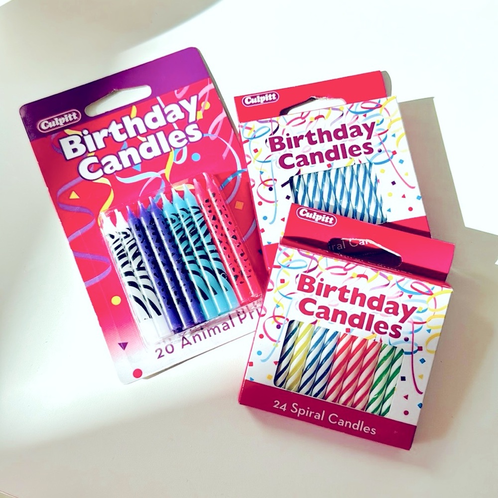 62 PC Candles Party Pack Birthday Cake Topper Spiral Candle